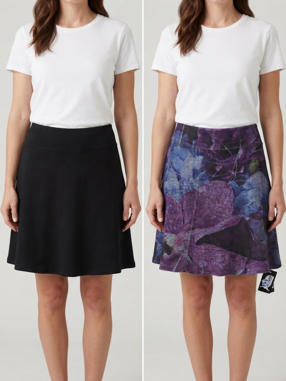 Nally & Millie Reversible Blank and Purple Floral Circle Skirt